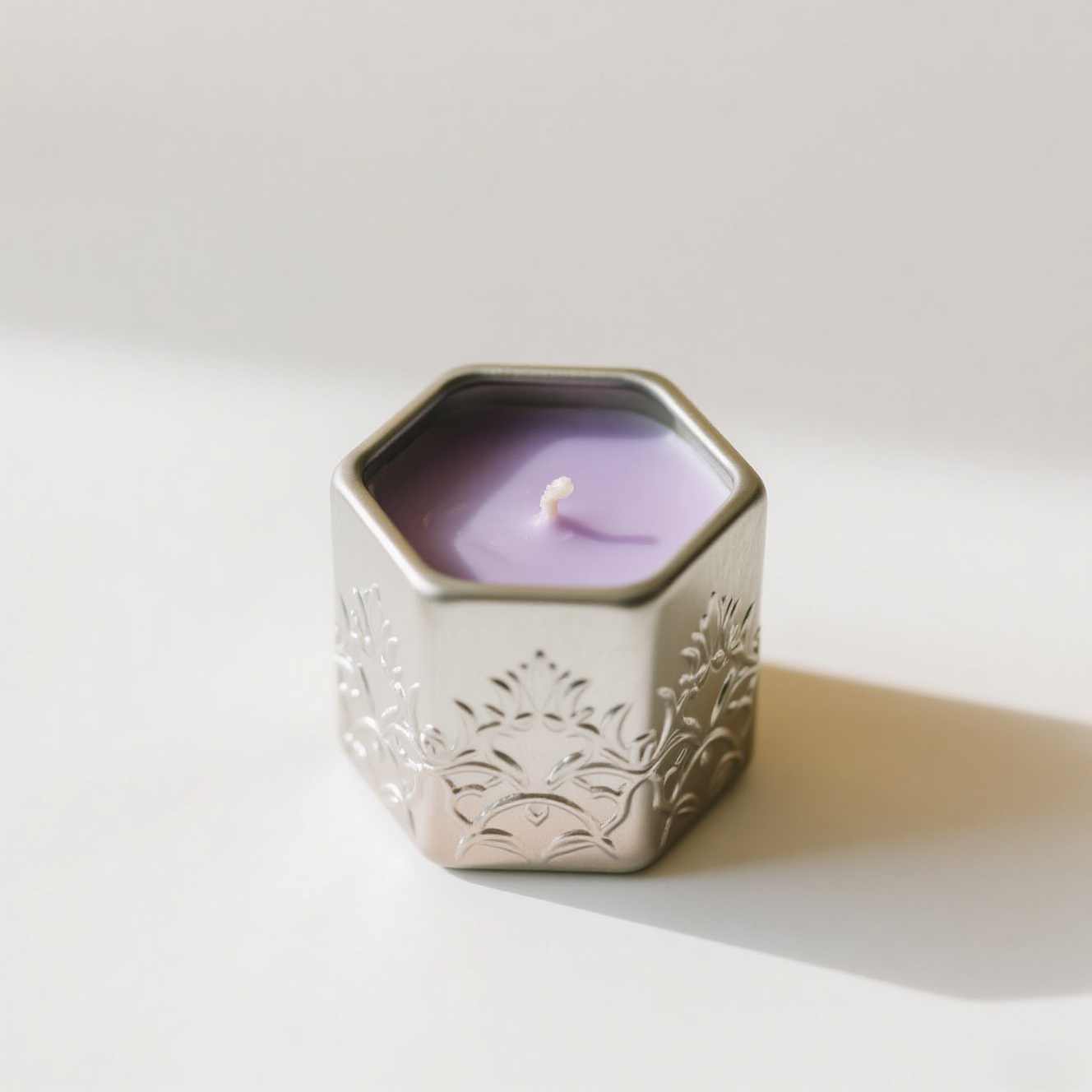 Silvermoon Reverie · Vintage Embossed Hexagonal Scented Candle