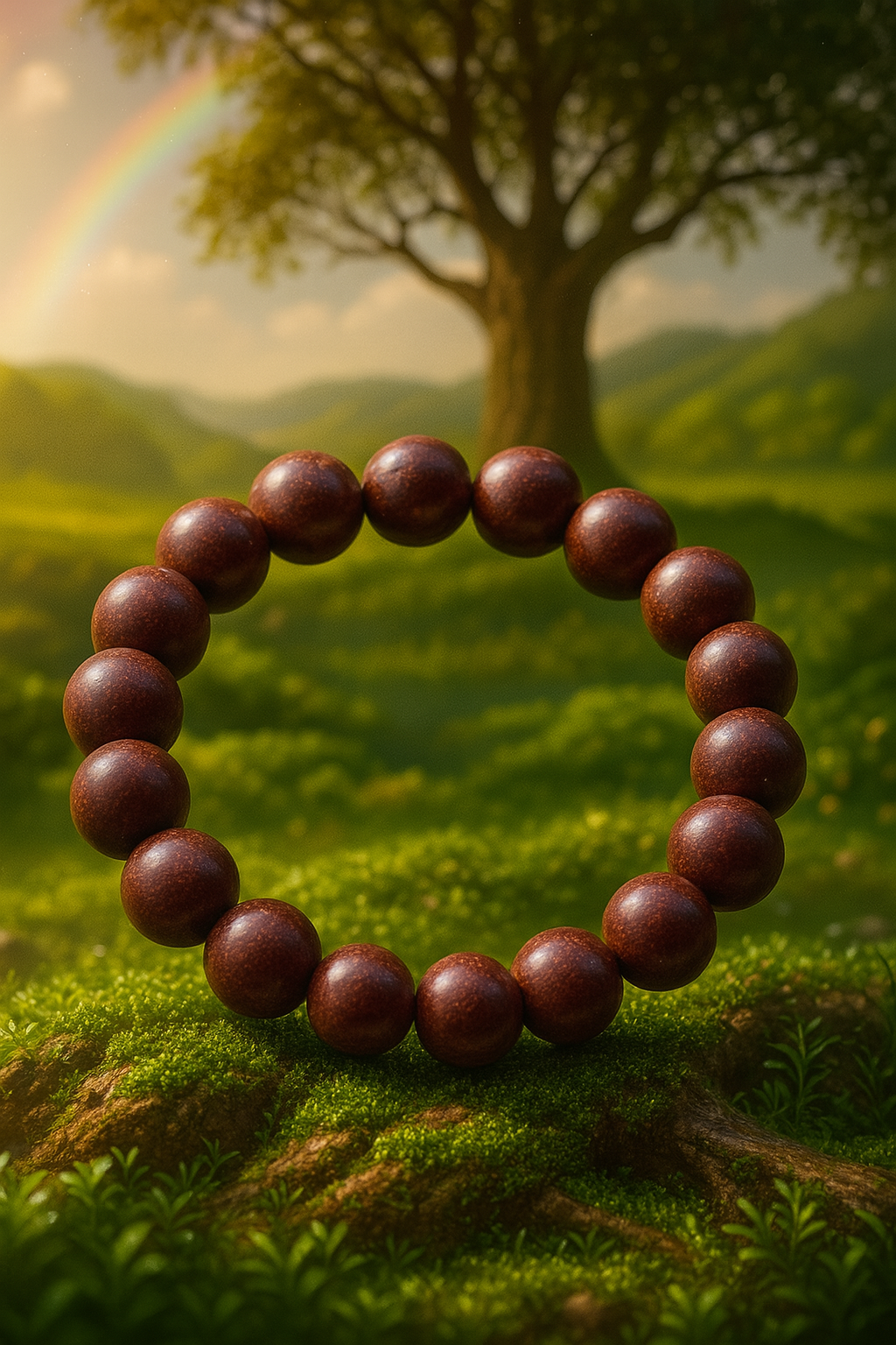 Rooted Vitality · Earthwood Strength Herbal Bracelet· 赤木固本 · 健脾温肾中药能量手串